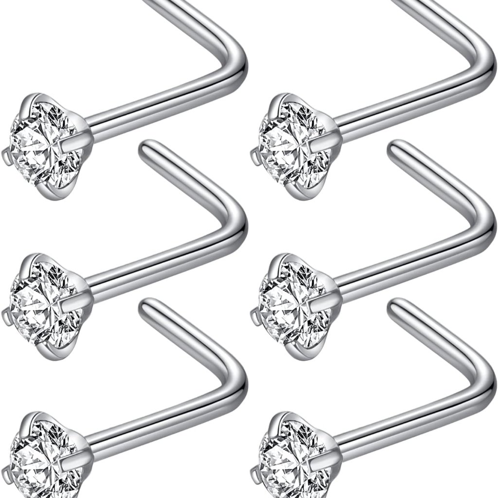 316l Surgical Steel 22g20g18g Nose Rings Studs LShape Nose Nostrial Piercing